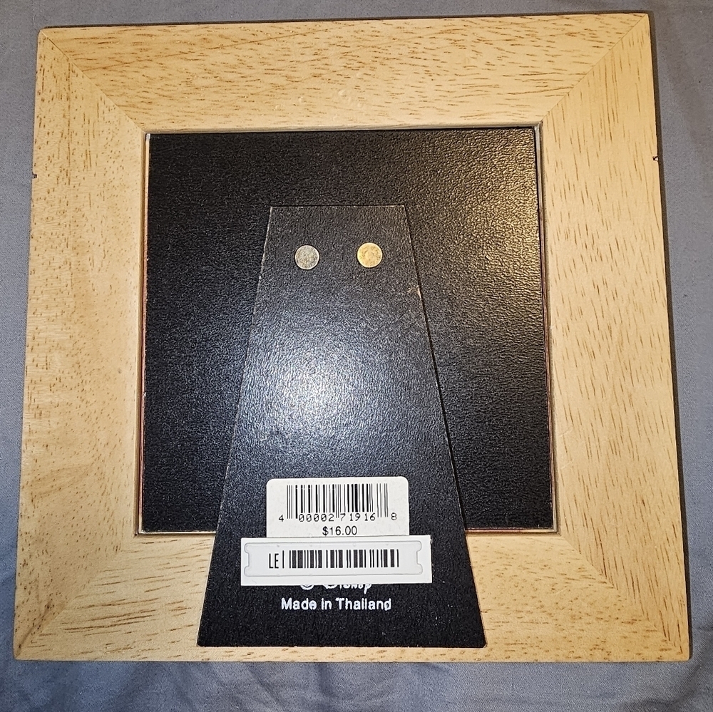 Walt Disney World 4x4 Inlaid Metal Mickey Mouse Head 2 Tone Wood Picture Frame - Picture 3 of 3